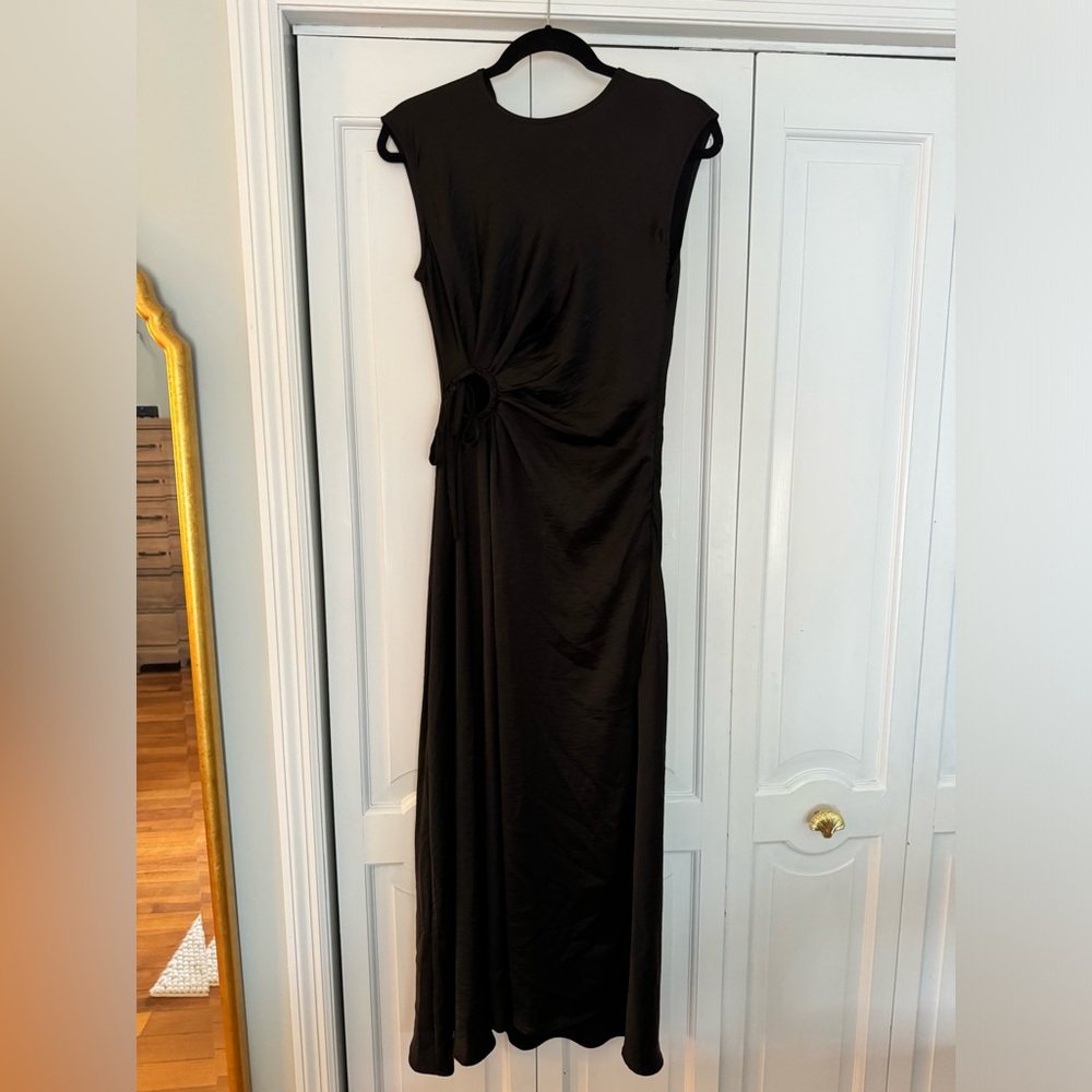Satin cutout midi dress